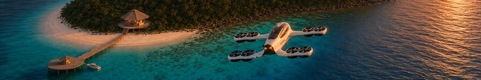 Pivotal Helix eVTOL над лагуной Spiral Rebirth Island